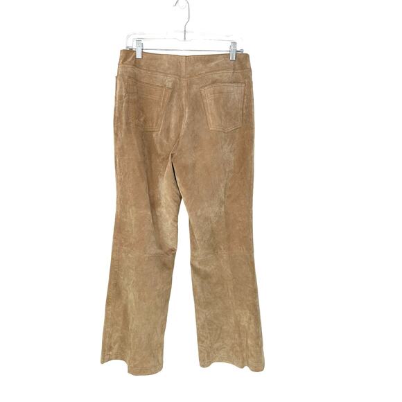 Vintage Y2K Mossimo Tan Leather Suede Western Cowgirl Wide Leg Pants Size 12 - Picture 9 of 13